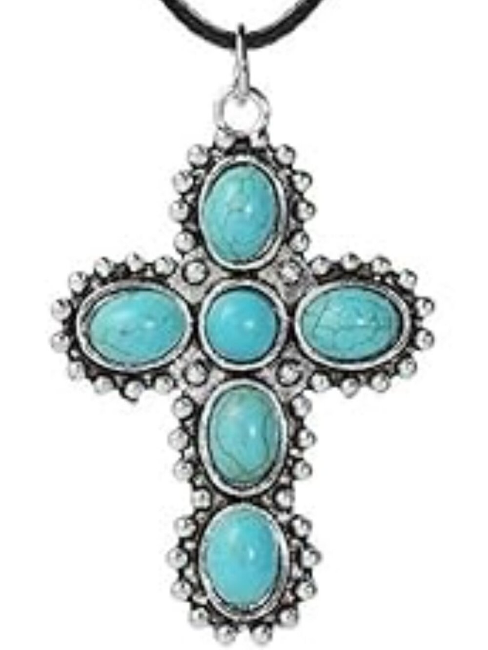 New Western Boho Turquoise CROSS Natural Turquoise Stone Pendant Religious